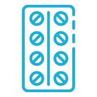 Light blue outlined icon of supplements